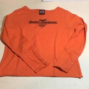 Harley Davidson Long Sleeve Orange Top